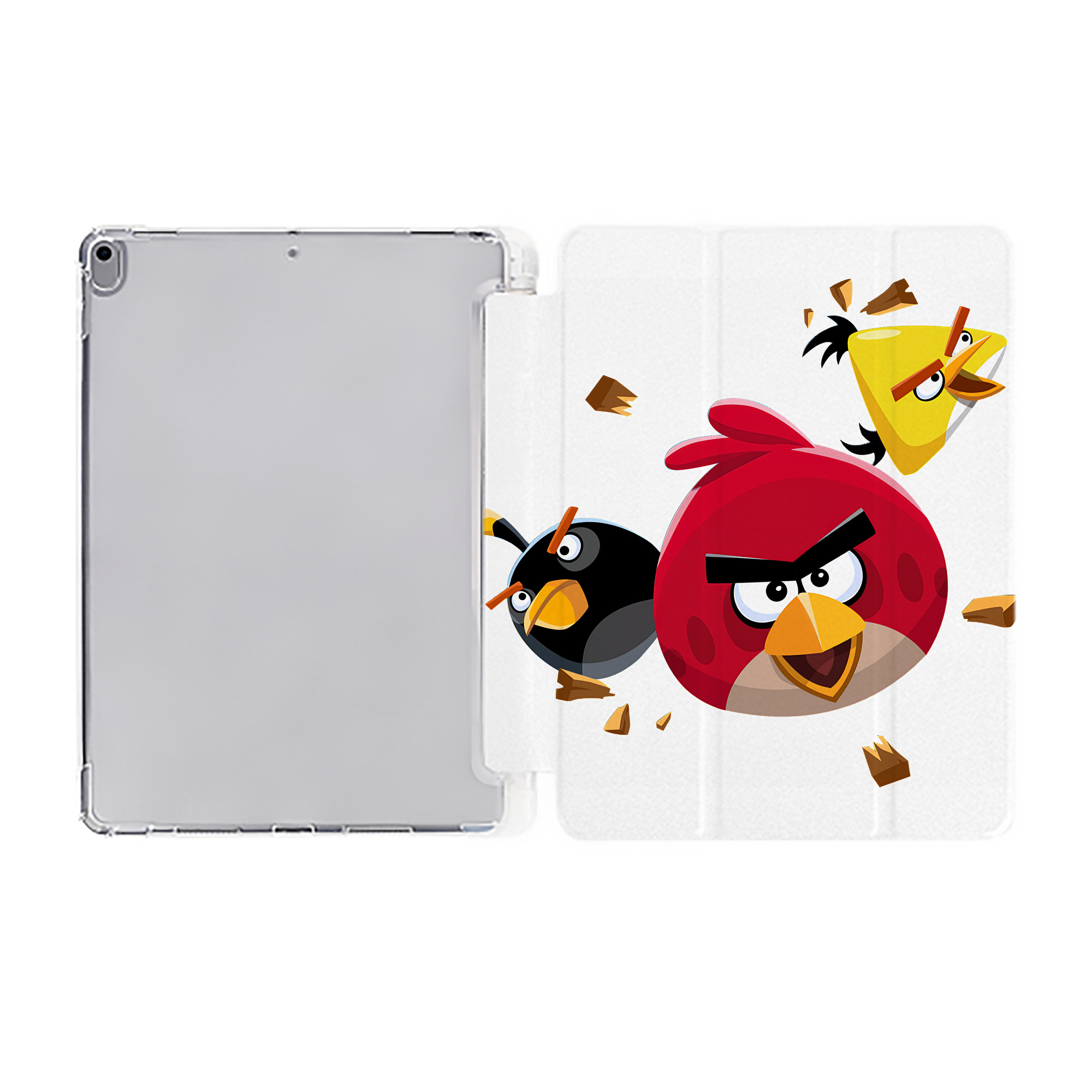 （画像用） Angry Birds アングリーバード IPad ケース ペン収納付き 三つ折りスタンド PUレザー×シリコン 対応機種9.5/10.5/10.9インチ